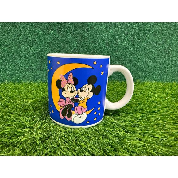 Vtg Applause Disney Mickey & Minnie Mouse On Moon Coffee Mug #5774 Starry Night - Picture 1 of 4